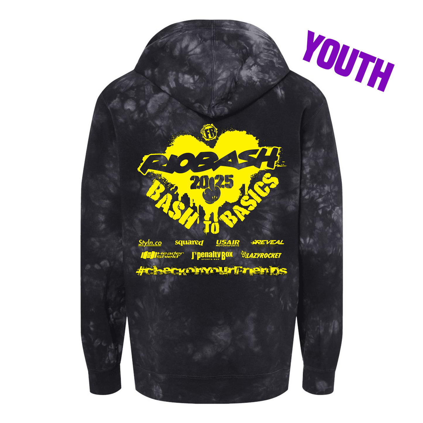 RIOBASH YOUTH BLACK TIE DYE HOODIE